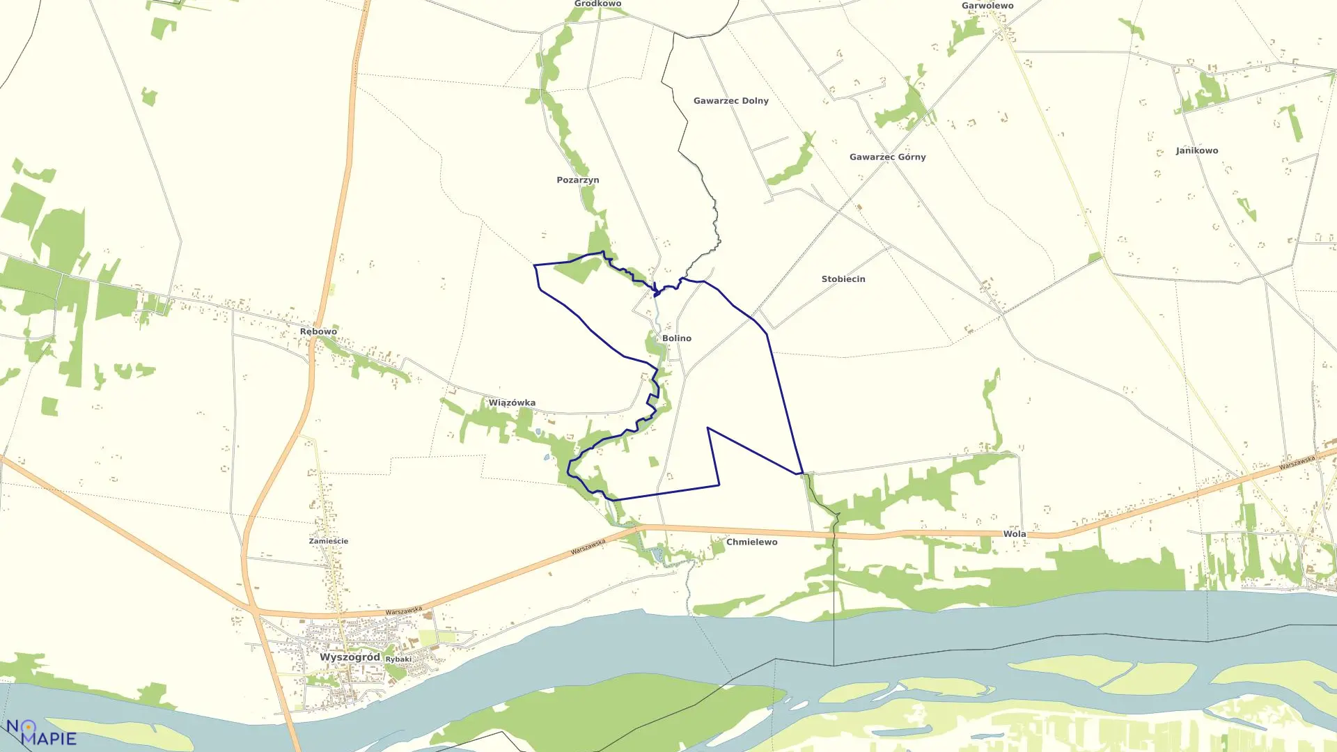 Mapa obrębu BOLINO w gminie Wyszogród