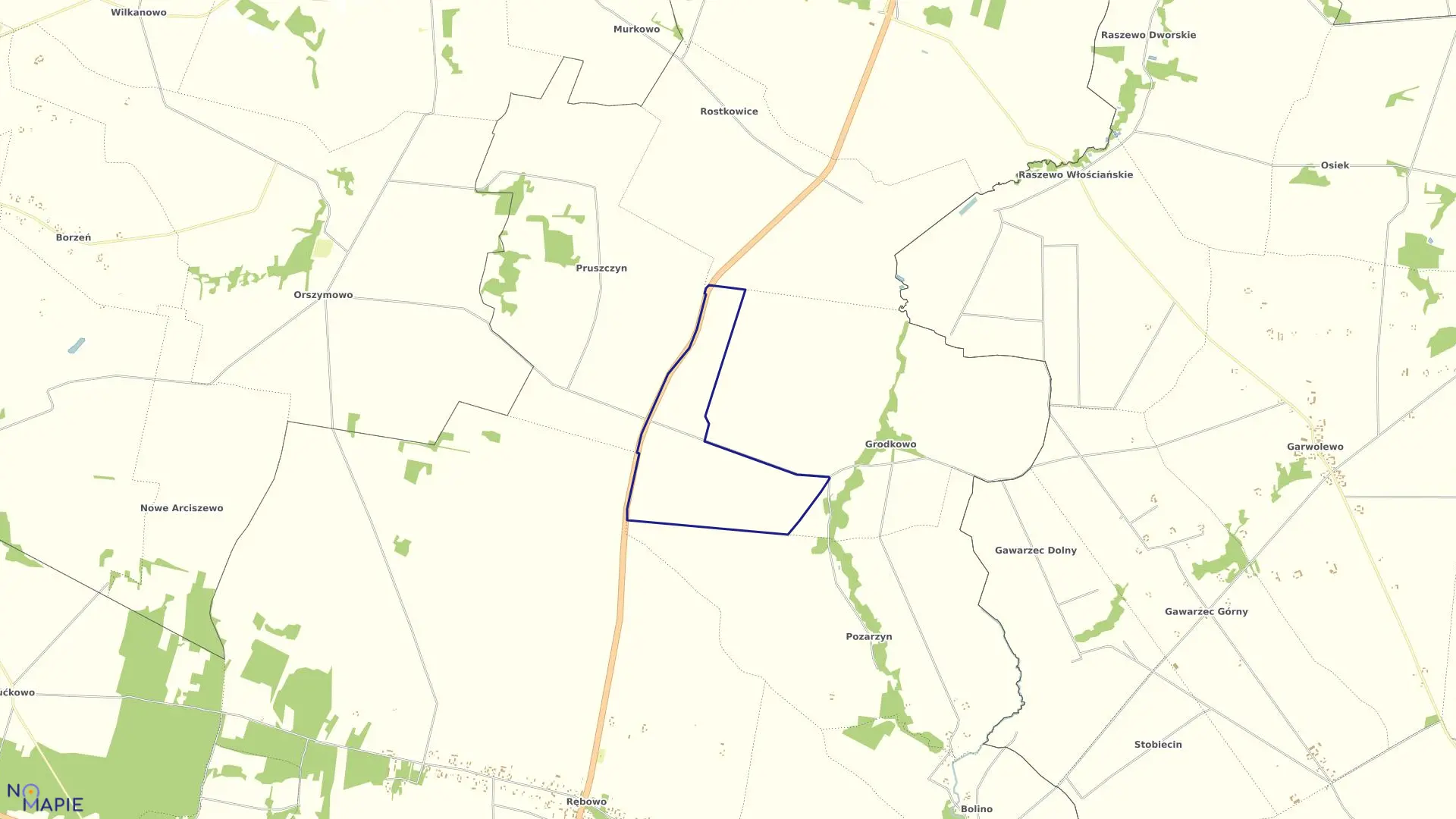 Mapa obrębu GRODKOWO w gminie Wyszogród
