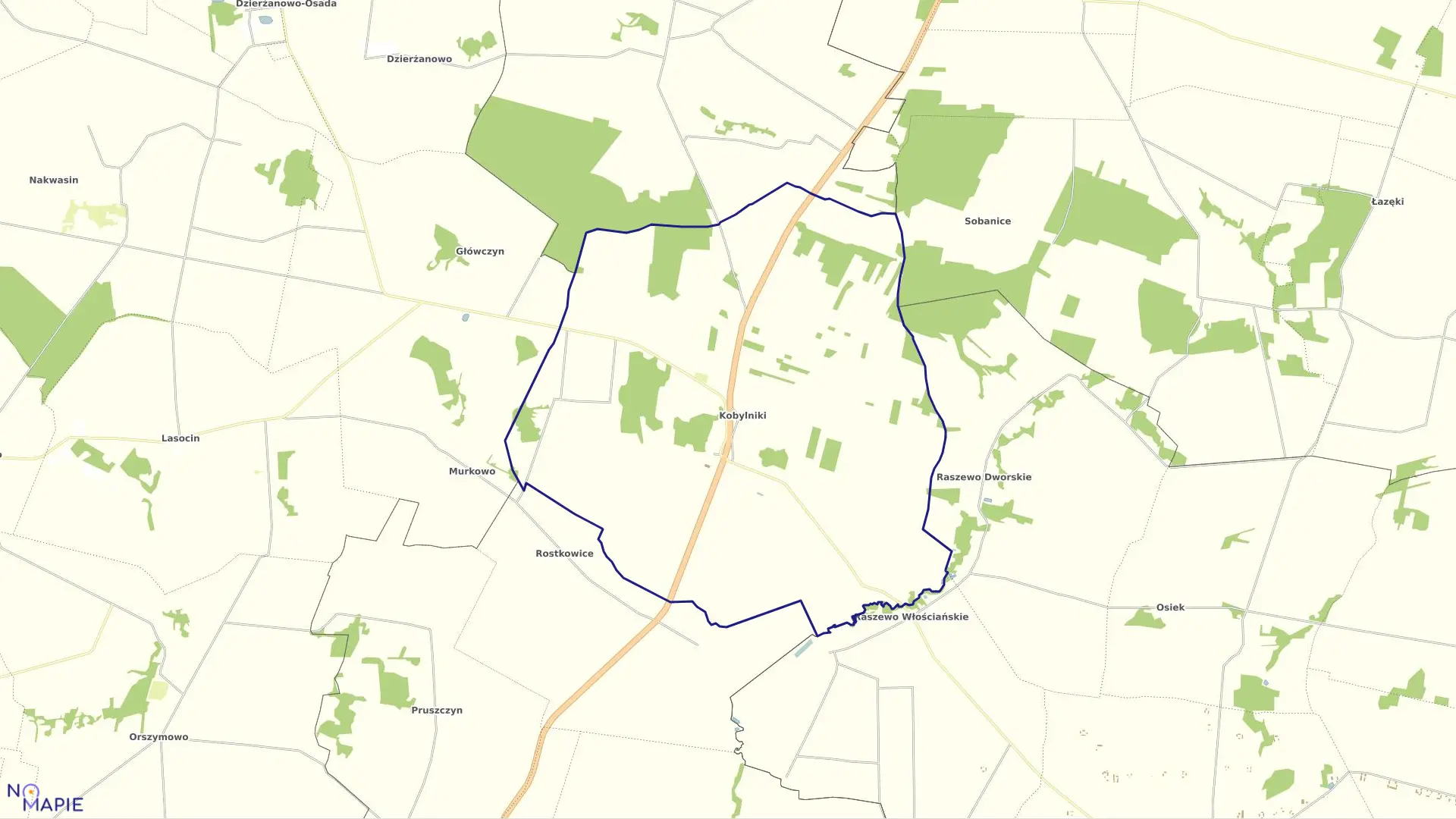 Mapa obrębu KOBYLNIKI w gminie Wyszogród