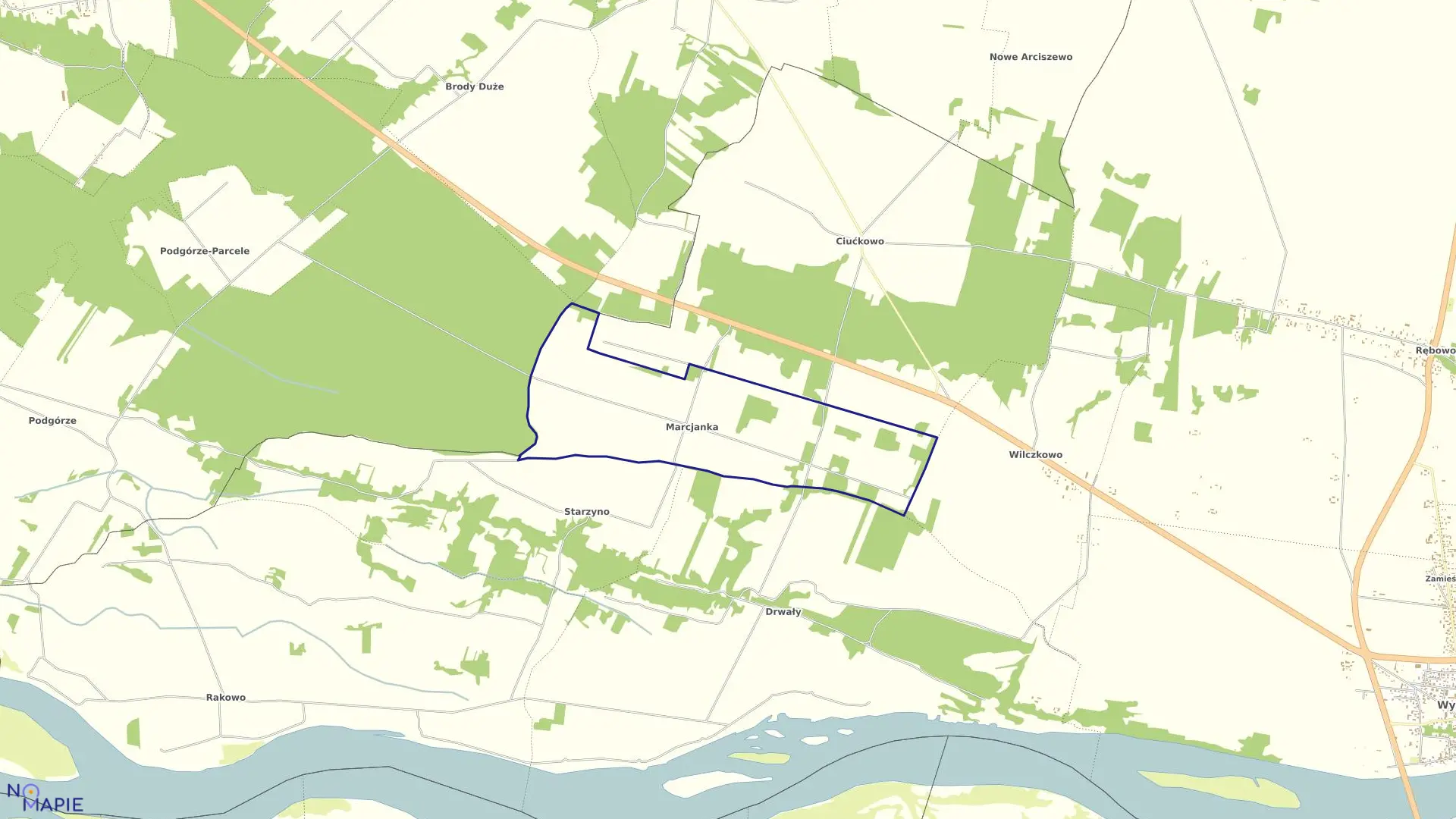 Mapa obrębu MARCJANKA w gminie Wyszogród