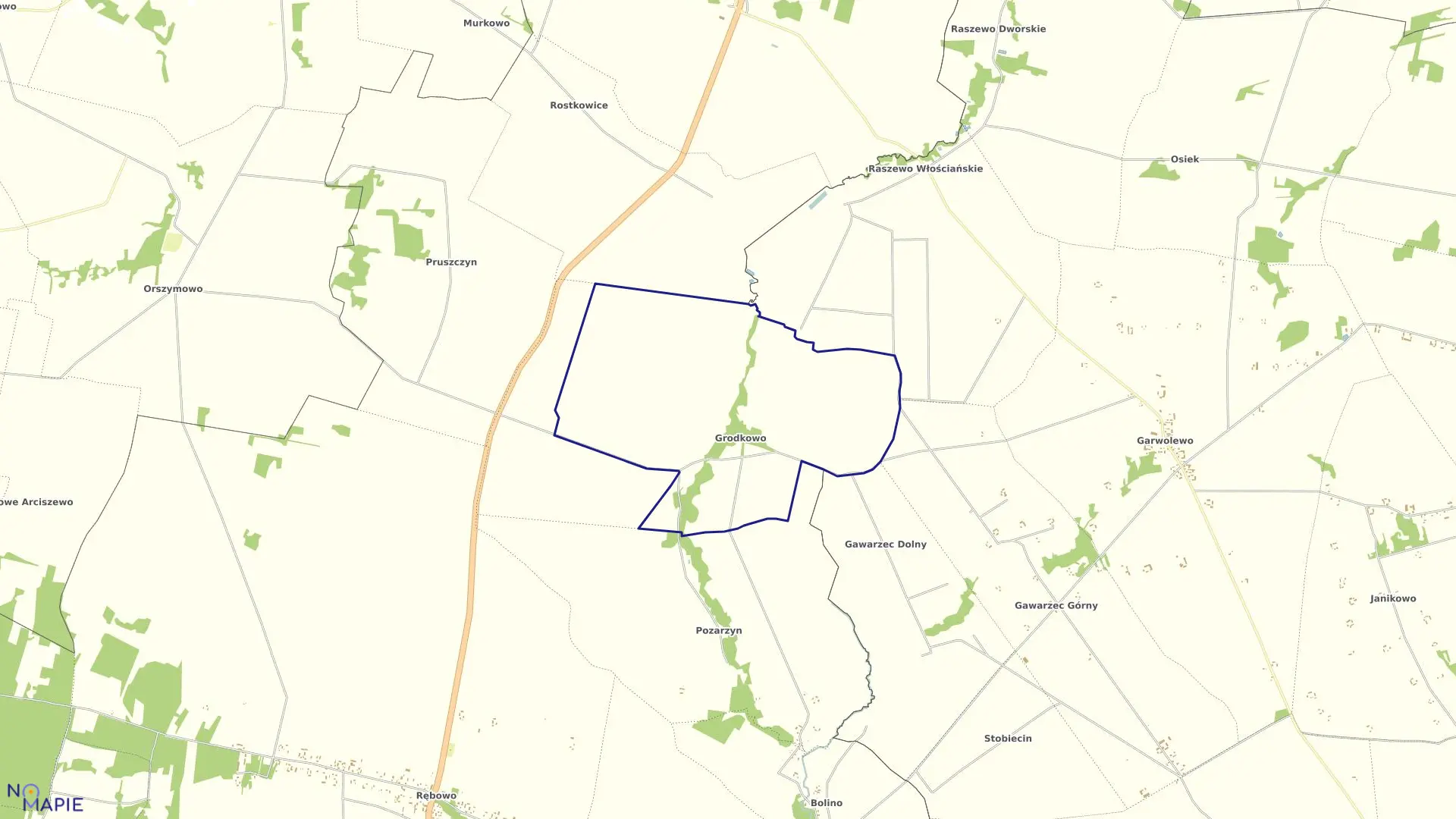 Mapa obrębu PGR GRODKOWO w gminie Wyszogród